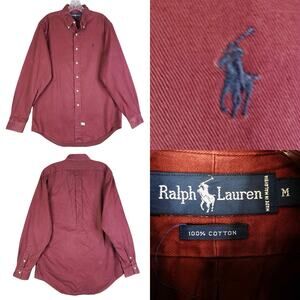 Polo Ralph Lauren Oxford Shirt Mens Size Medium M Red LS Button Down